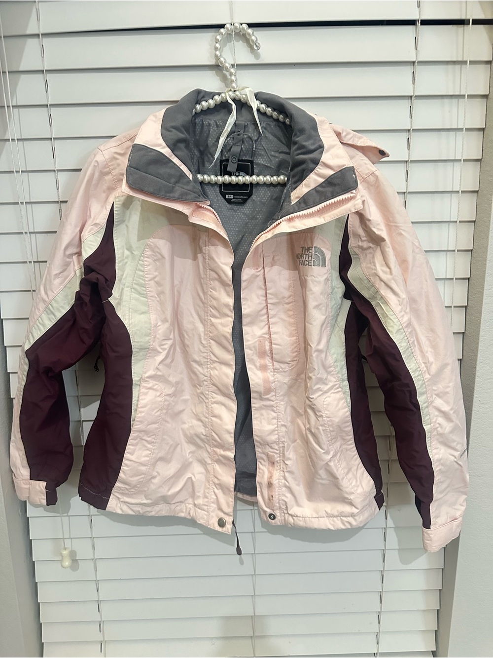 The North Face Women's Pink, Burgundy and Cream Ski Jacket